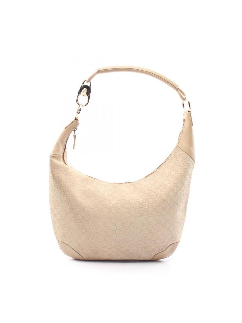 Gucci Shoulder Bag G Pattern Beige Suede Leather